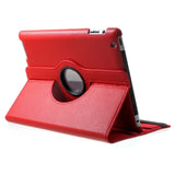 EIDERWOOD iPad 4 / 3 / 2 Faux Leather Flip Case with Elastic Band & Rotatable Function - Red