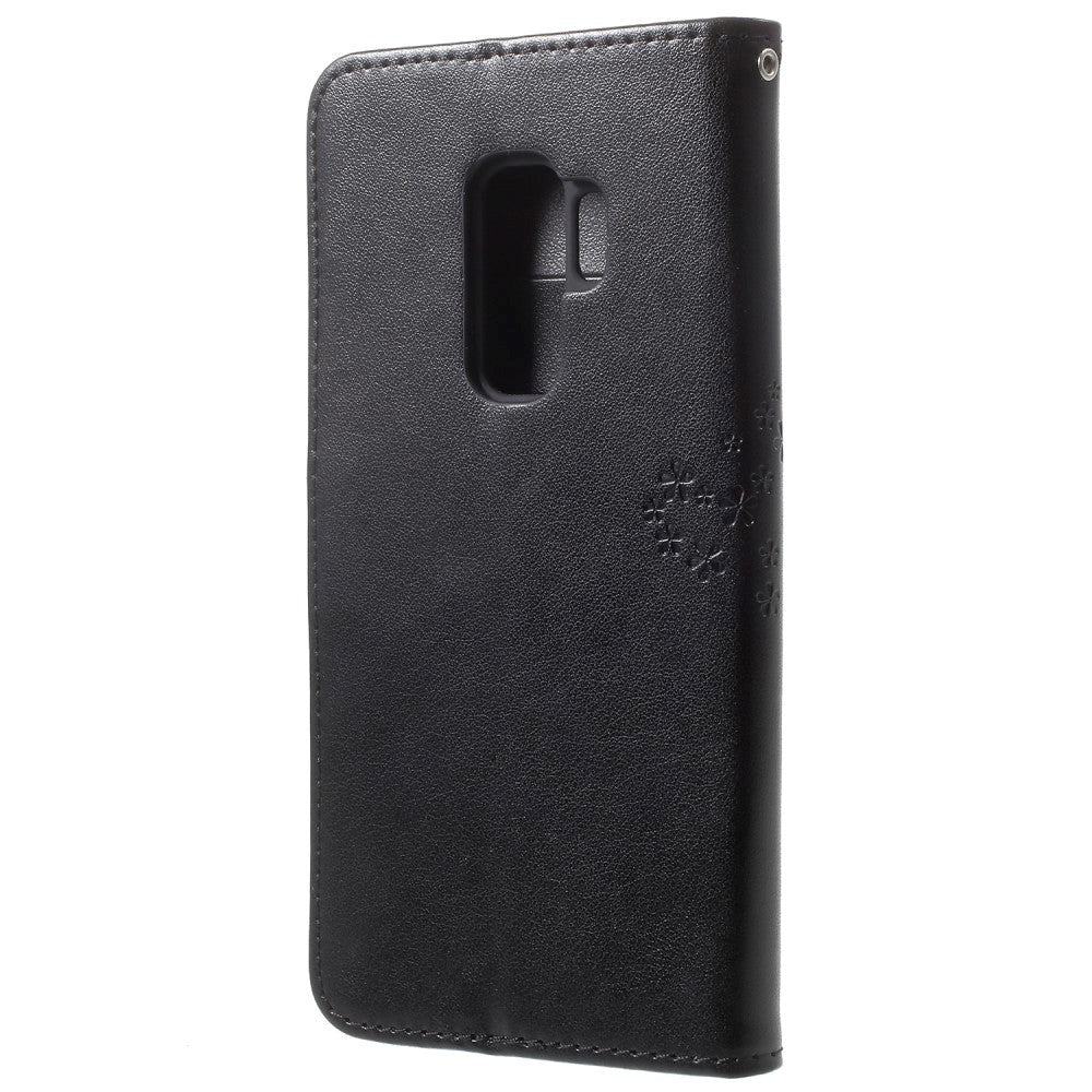 Samsung Galaxy S9+ (S9 Plus) Leather Wallet Case - Owls & Tree Black