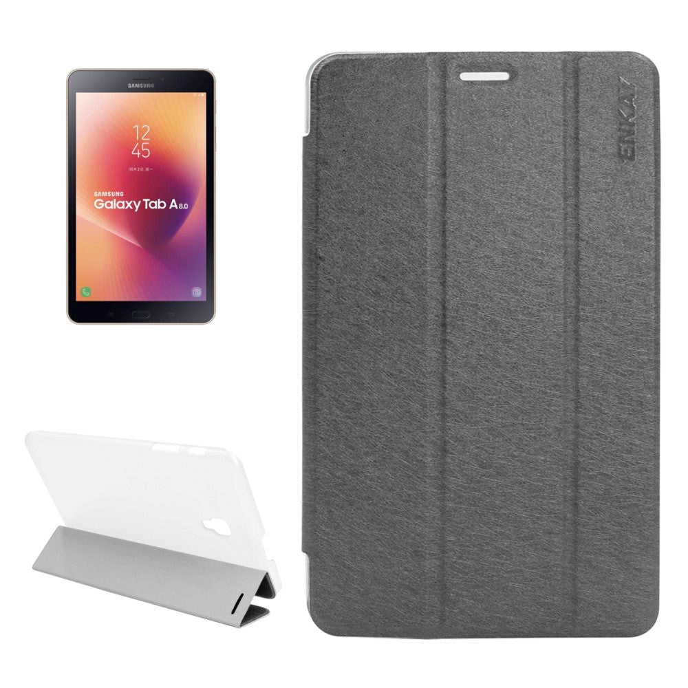 Samsung Galaxy Tab A 8.0 (2017) - Enkay Tri-fold Protective Case Grey Black