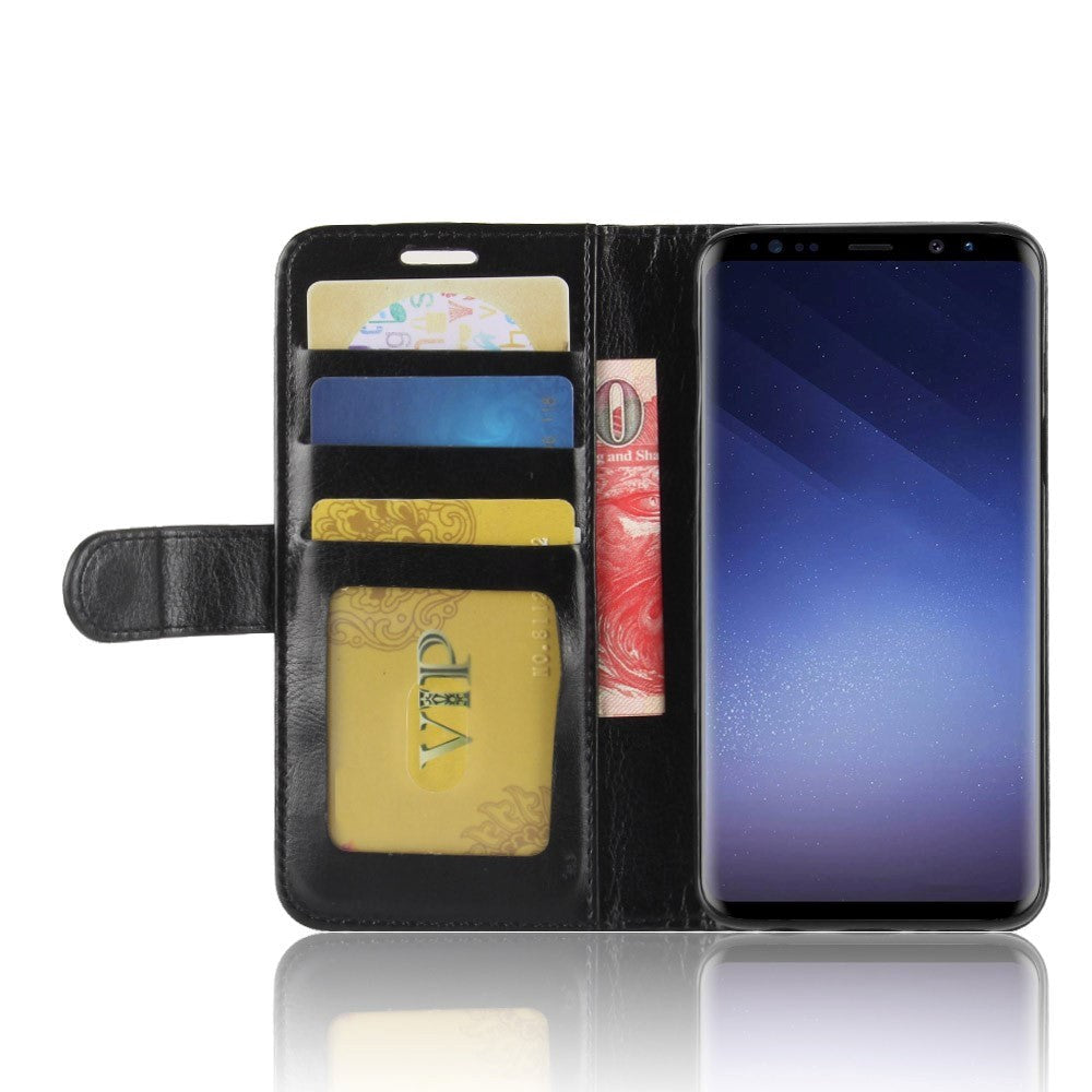 Samsung Galaxy S9 Glossy Leather Phone Wallet Case Black