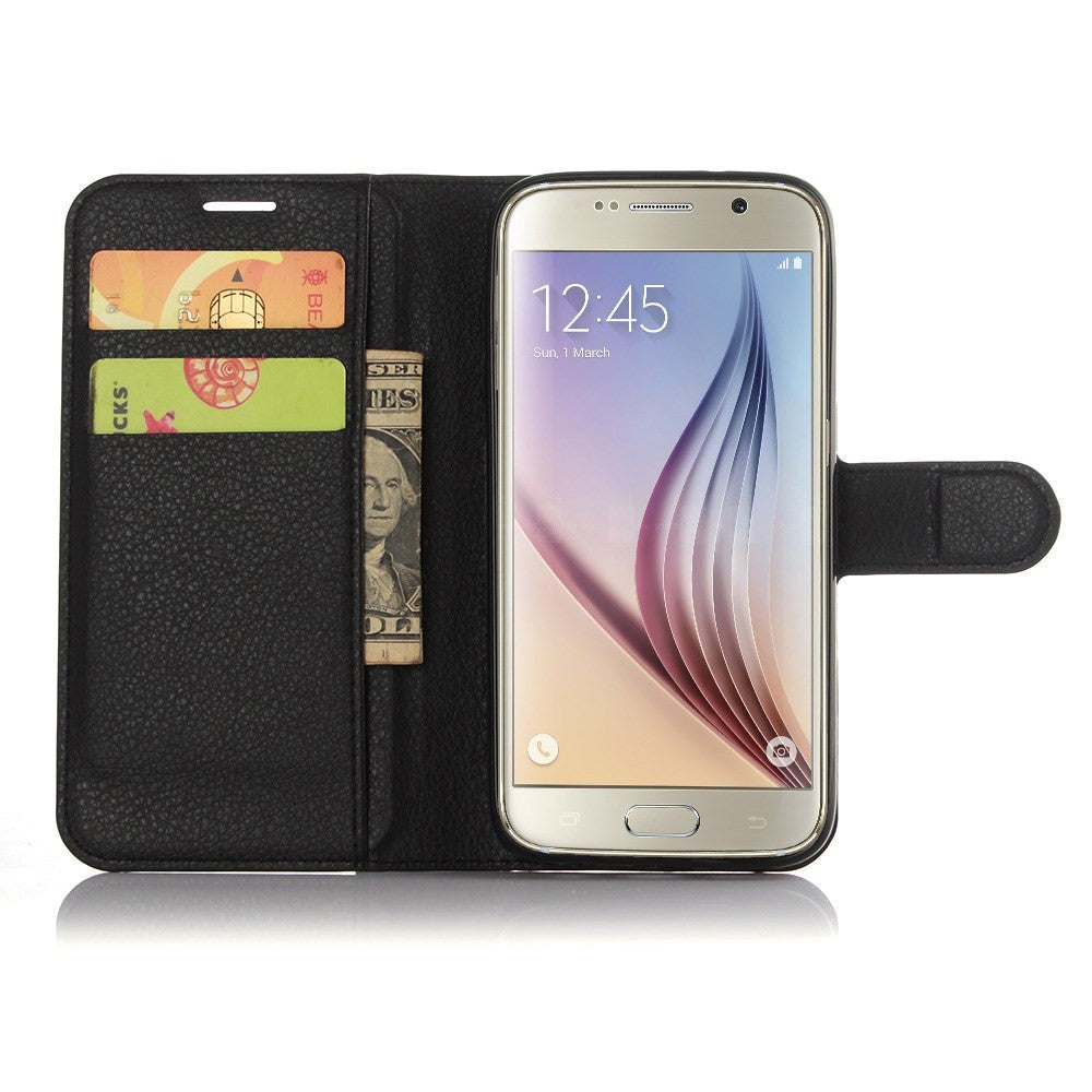 Samsung Galaxy S7 Soft Pouch Leather Wallet Case Black