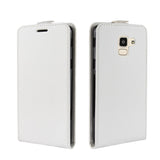 Samsung Galaxy J6 Premium Vertical Flip Leather Case w. Card Holder - White