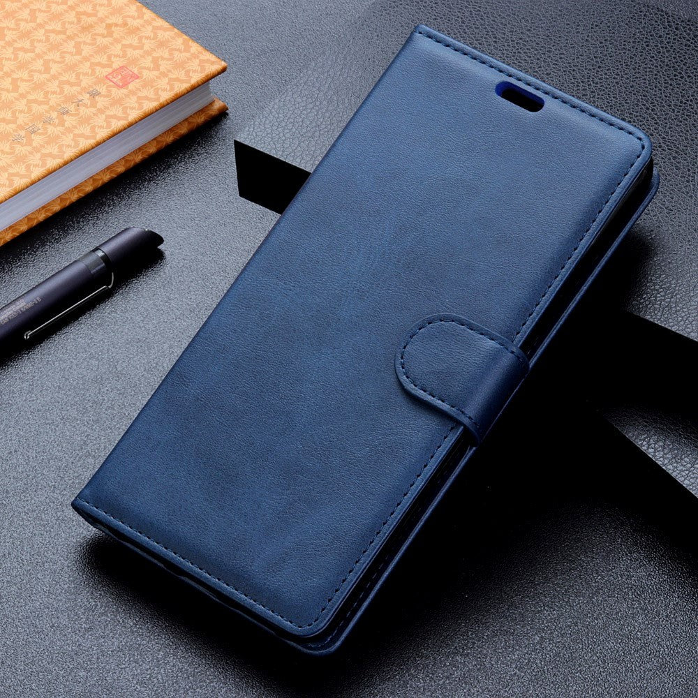 Samsung Galaxy A7 (2018) Matte Leather Wallet Case Dark Blue