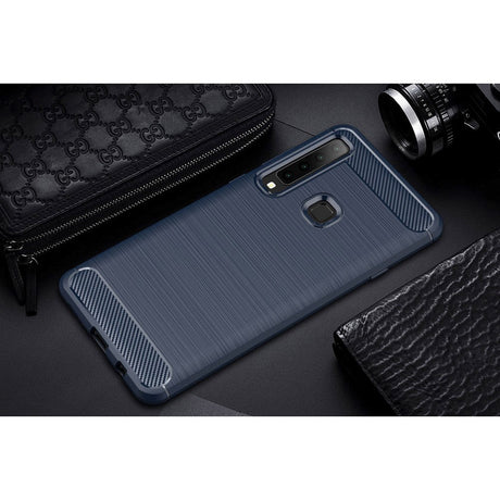 Samsung Galaxy A9 (2018) Brushed Carbon Fiber Texture Case Dark Blue