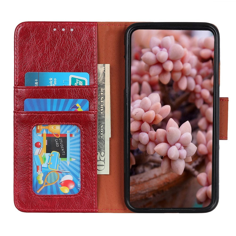 Samsung Galaxy A70 Raw Leather Wallet Case - Red