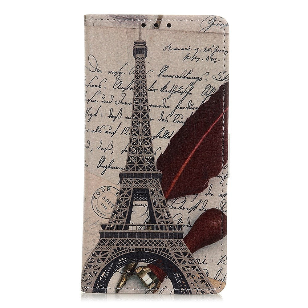 Samsung Galaxy A20e Leather Case w. Vintage Eiffel Tower wallet