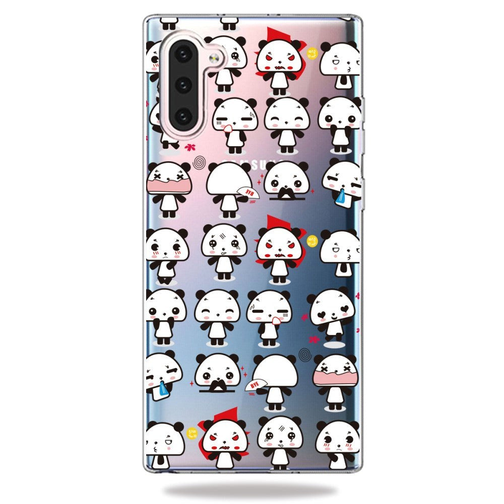 Samsung Galaxy Note 10 Transparent Plastic Case w. Little Pandas