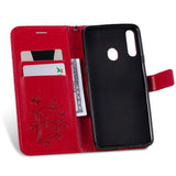 Samsung Galaxy A20s Leather Wallet Case Butterfly - Red