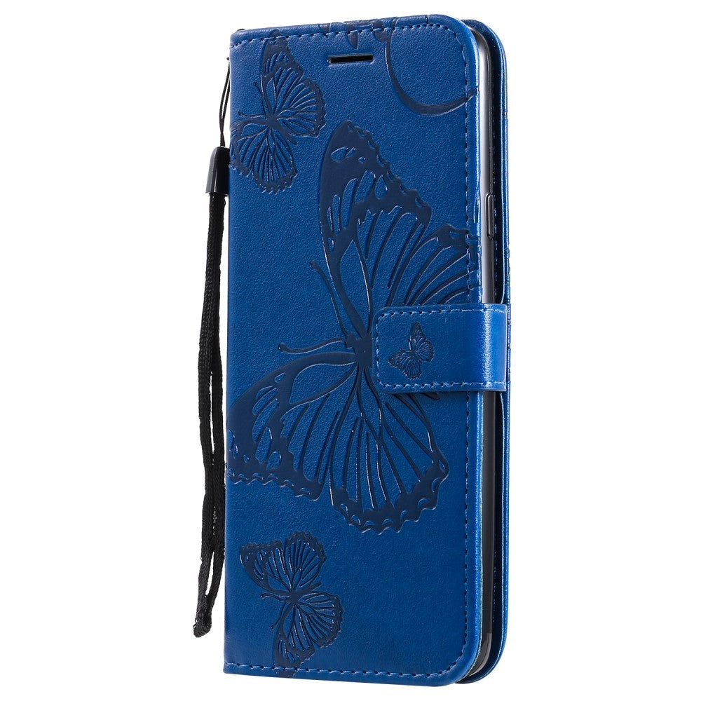 Samsung Galaxy A20s Leather Wallet Case Butterfly - Blue