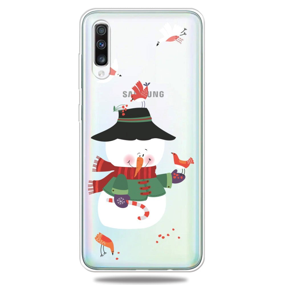 Samsung Galaxy A30s/A50 Flexible Plastic Christmas Case - Snowman w. Birds