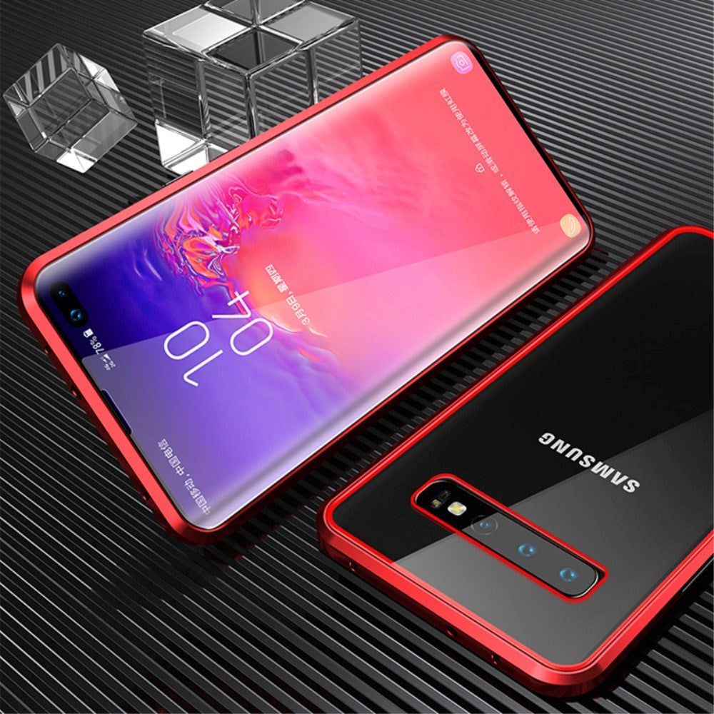 Samsung Galaxy S10+ (Plus) 360° Magnetic Case w. Glass Back & Front - Red