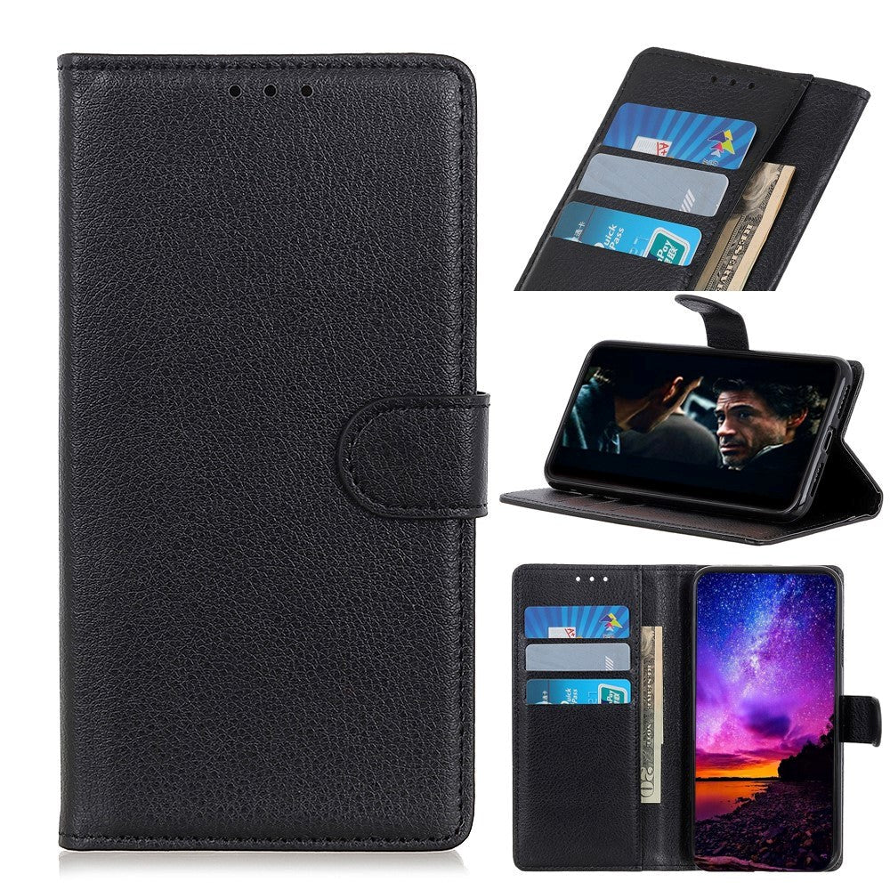 Samsung Galaxy A71 Soft Flip Case w. Card Holder & Stand - Black