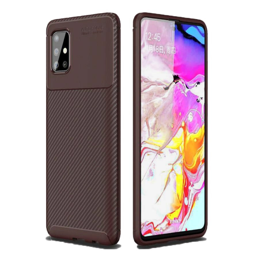 Samsung Galaxy A51 Carbon Fiber Flexible Plastic Case Brown