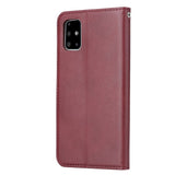 Samsung Galaxy A51 Leather Case w. Exterior Card Holder Red Brown