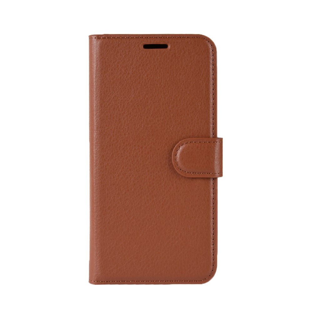 Samsung Galaxy A71 Litchi Leather Flip Case w. Wallet - Brown