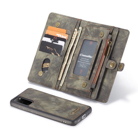 CASEME Samsung Galaxy S20 2-in-1 Retro Leather Wallet Case Grey