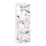 Samsung Galaxy A21 Flexible Plastic Case w. Marble Print - White Marble