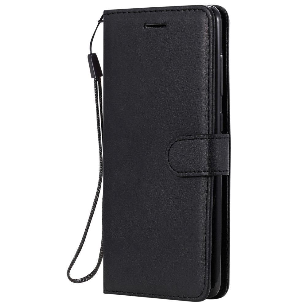 Samsung Galaxy A21s Leather Flip Case with Wallet and Strap - Black