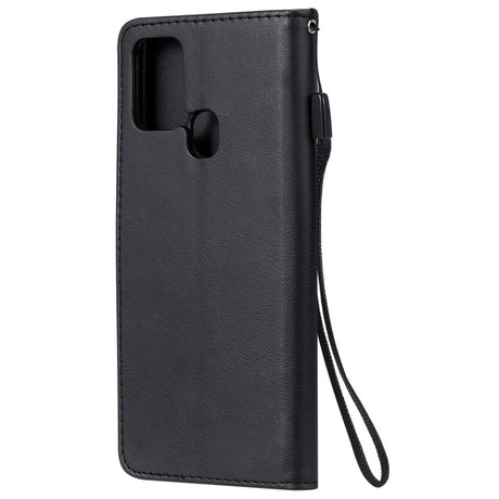 Samsung Galaxy A21s Leather Flip Case with Wallet and Strap - Black