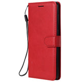 Samsung Galaxy A21s Leather Flip Case with Wallet and Strap - Red