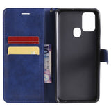 Samsung Galaxy A21s Leather Flip Case with Wallet and Strap - Blue