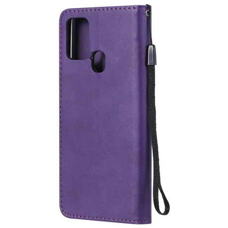 Samsung Galaxy A21s Leather Flip Case with Wallet and Strap - Purple