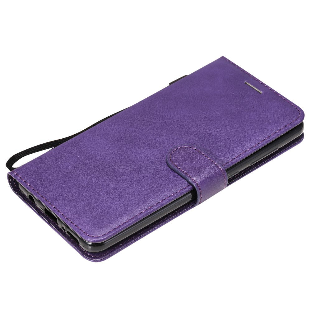 Samsung Galaxy A21s Leather Flip Case with Wallet and Strap - Purple