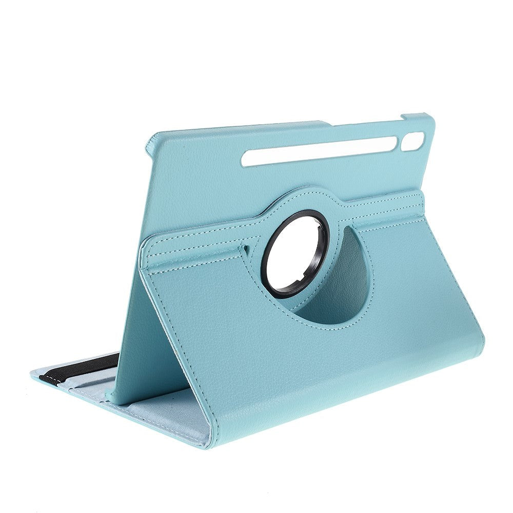 Samsung Galaxy Tab S7 Litchi Leather Case w. 360 Degree Stand - Light Blue