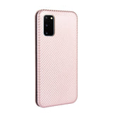 Samsung Galaxy S20 FE / FE (5G) Carbon Texture Wallet Case & Kickstand - Rose Gold