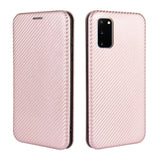 Samsung Galaxy S20 FE / FE (5G) Carbon Texture Wallet Case & Kickstand - Rose Gold