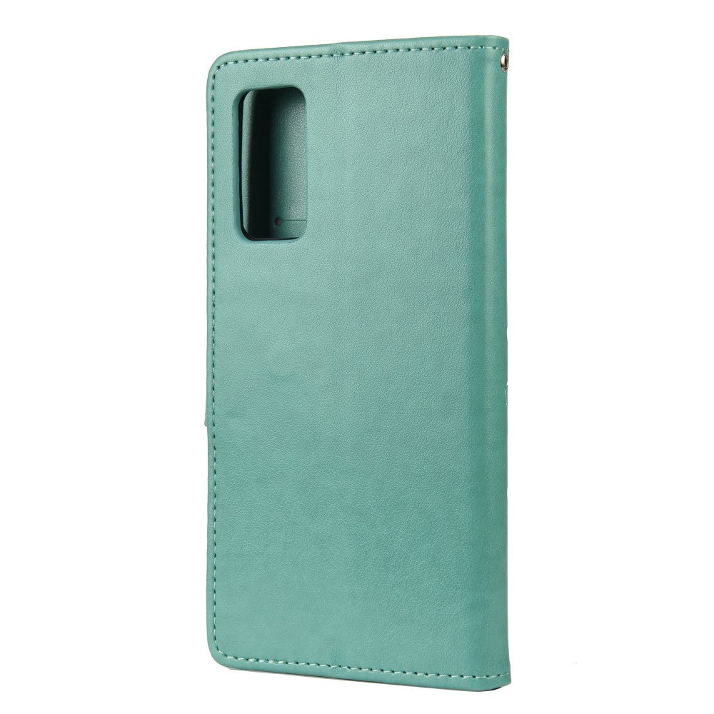 Samsung Galaxy S20 FE / S20 FE (5G) Leather Wallet Case - Flowers Imprint - Green