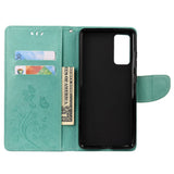 Samsung Galaxy S20 FE / S20 FE (5G) Leather Wallet Case - Flowers Imprint - Green