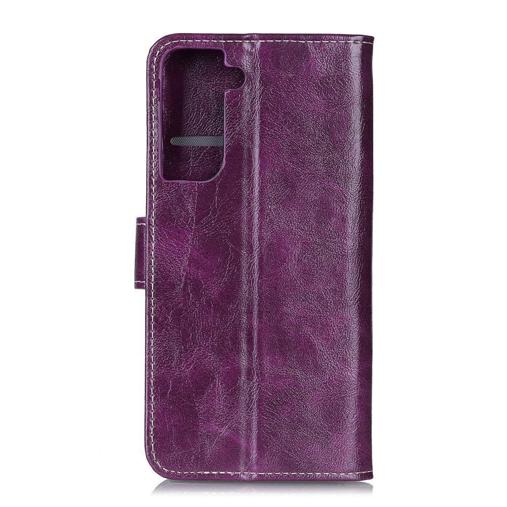 Samsung Galaxy S21 Neutral Leather Wallet Case - Purple