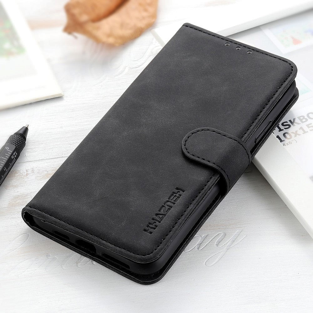 Samsung Galaxy S21 Ultra KHAZNEH Retro Leather Wallet Case - Black