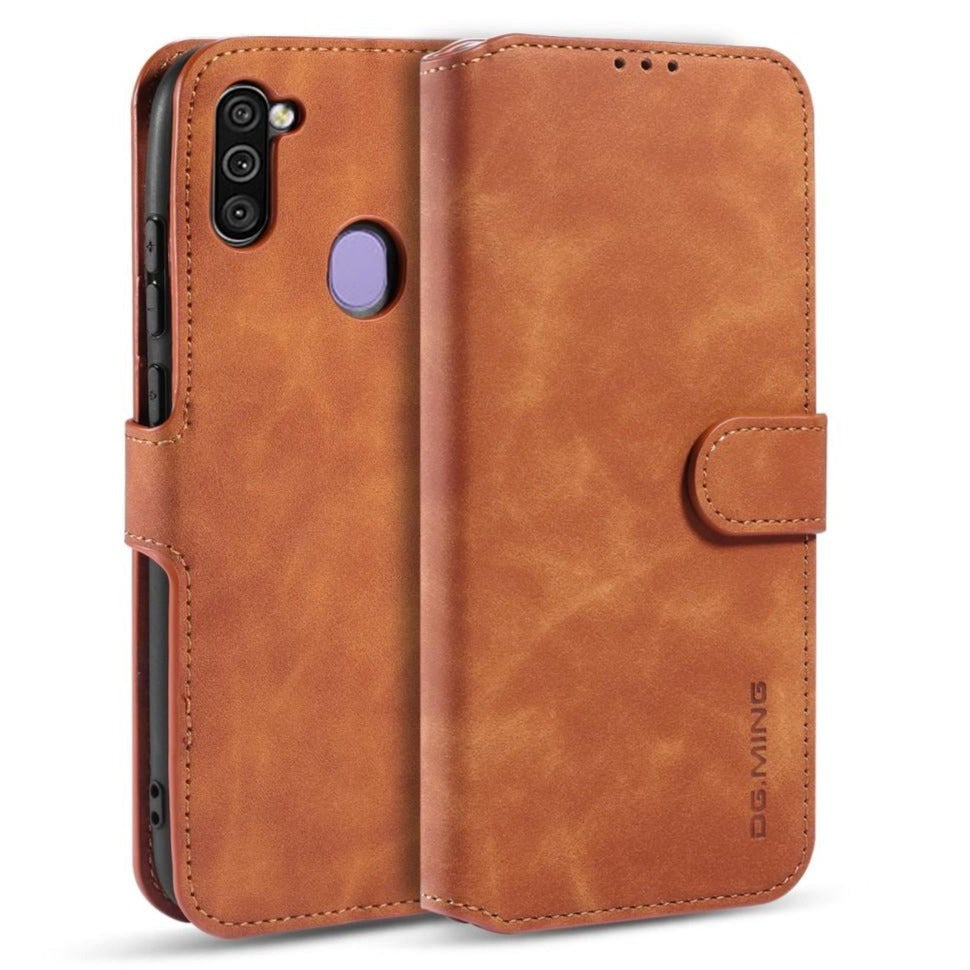 Samsung Galaxy M11 DG.MING Retro Leather Wallet Case - Brown