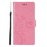 Samsung Galaxy S21 Leather Wallet Case - Flowers Imprint - Pink