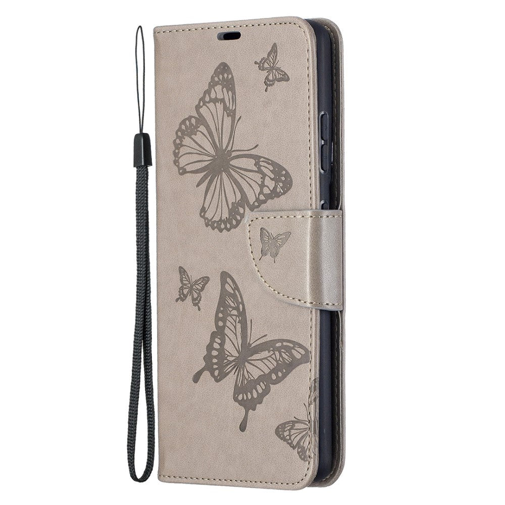 Samsung Galaxy S21 Ultra Leather Wallet Case - Butterflies Imprint - Grey