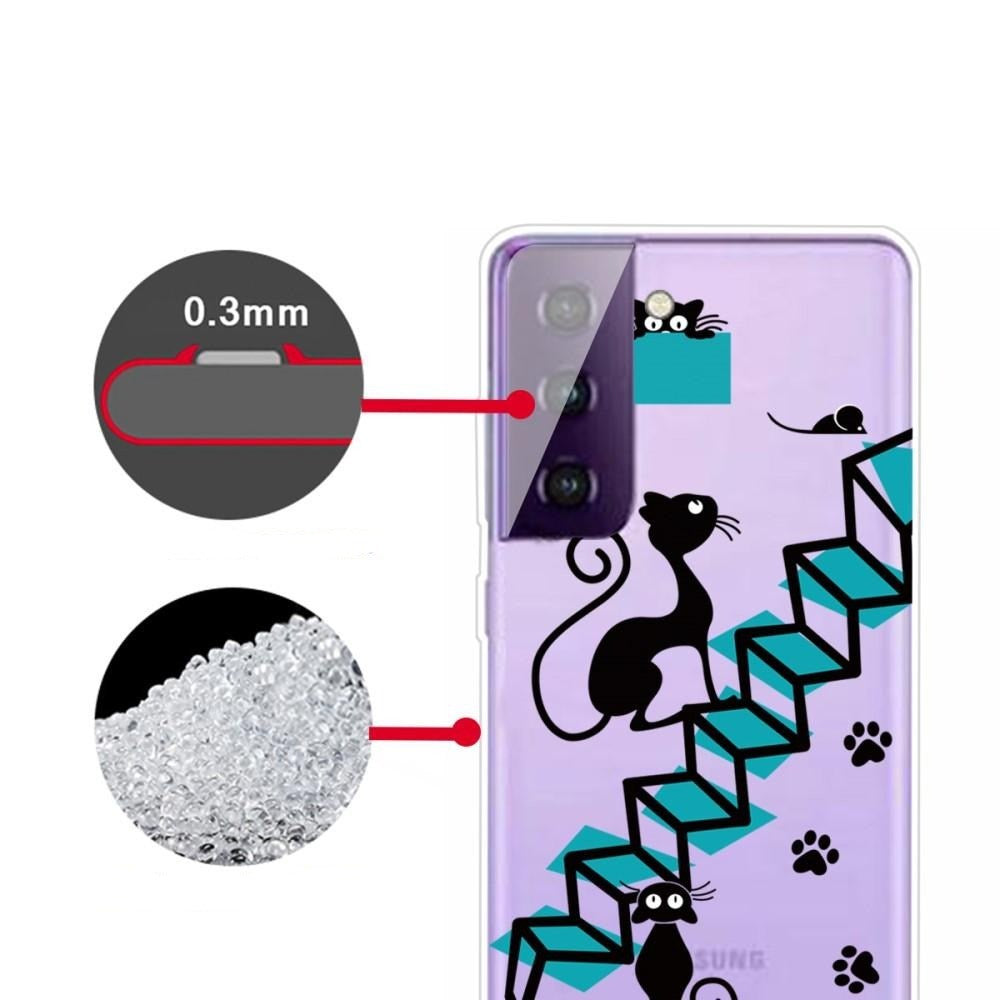 Samsung Galaxy S21+ (Plus) Transparent Flexible Plastic Case - Cat Staircase