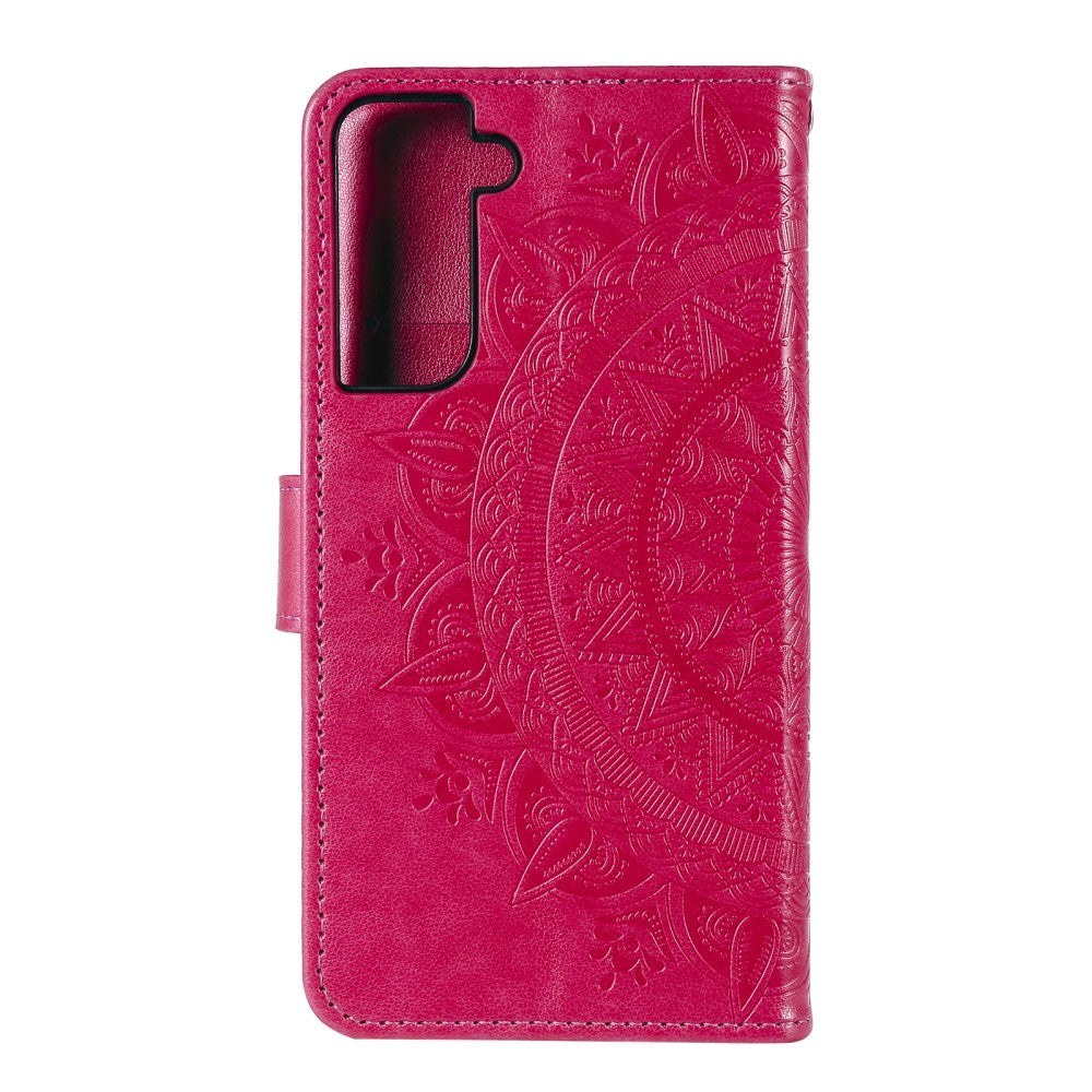 Samsung Galaxy S21+ (Plus) Leather Wallet Case - Mandala Imprint - Rose