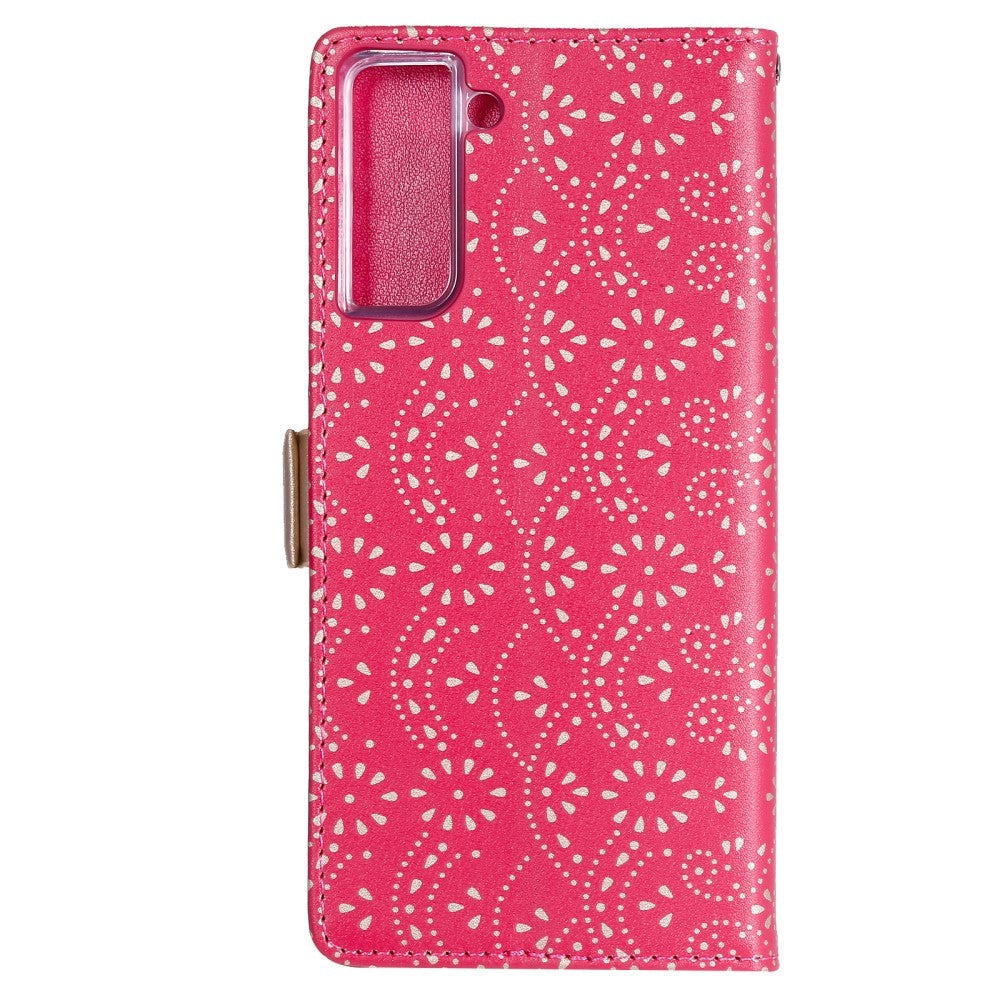 Samsung Galaxy S21+ (Plus) Leather Wallet Case - Blonde Print - Pink / Gold