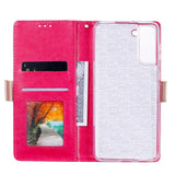 Samsung Galaxy S21+ (Plus) Leather Wallet Case - Blonde Print - Pink / Gold