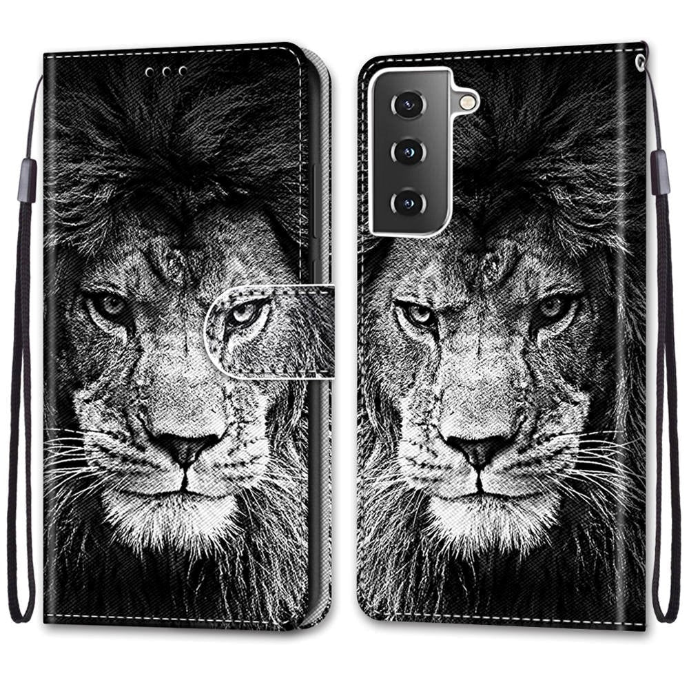 Samsung Galaxy S21 Leather Wallet Case - Lion