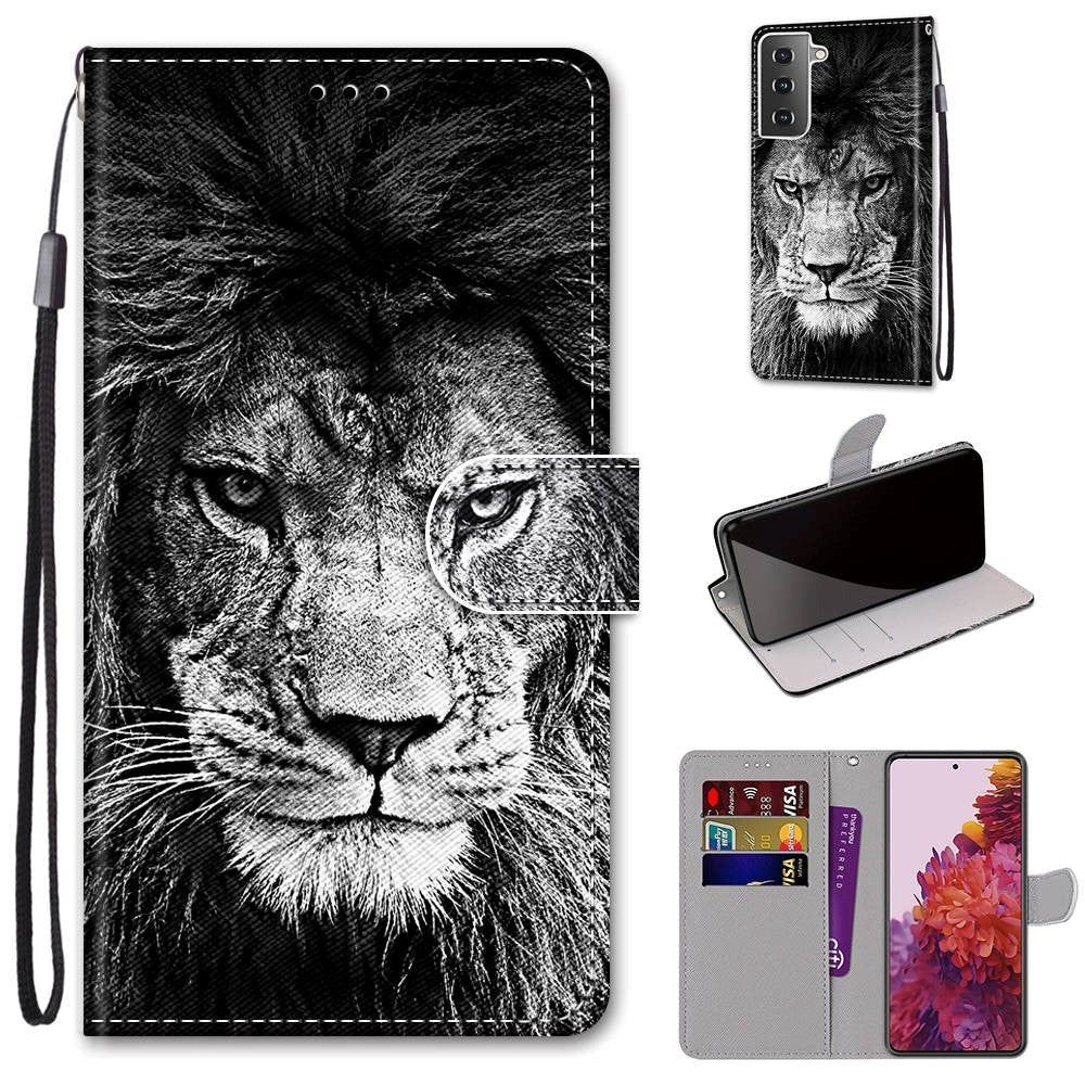 Samsung Galaxy S21 Leather Wallet Case - Lion