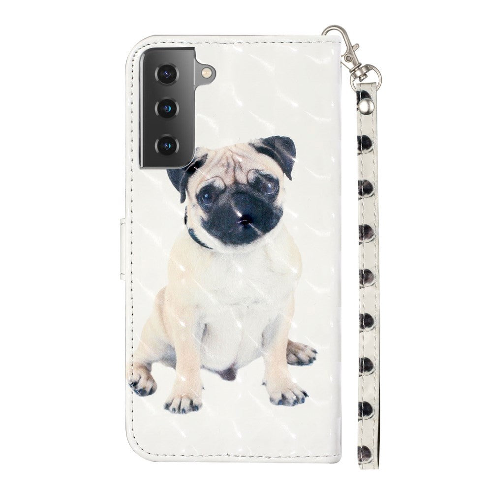 Samsung Galaxy S21+ (Plus) Shiny Leather Wallet Case - Pug