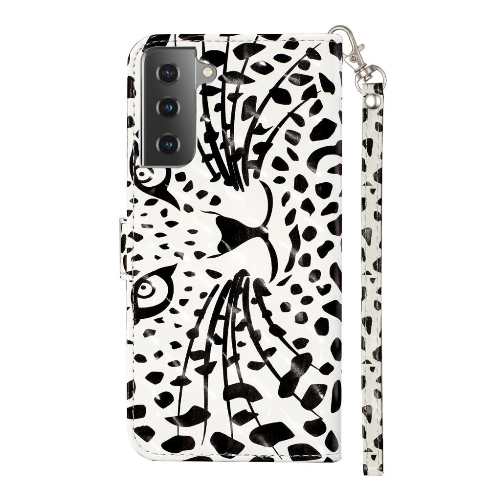 Samsung Galaxy S21+ (Plus) Shiny Leather Wallet Case - White Tiger