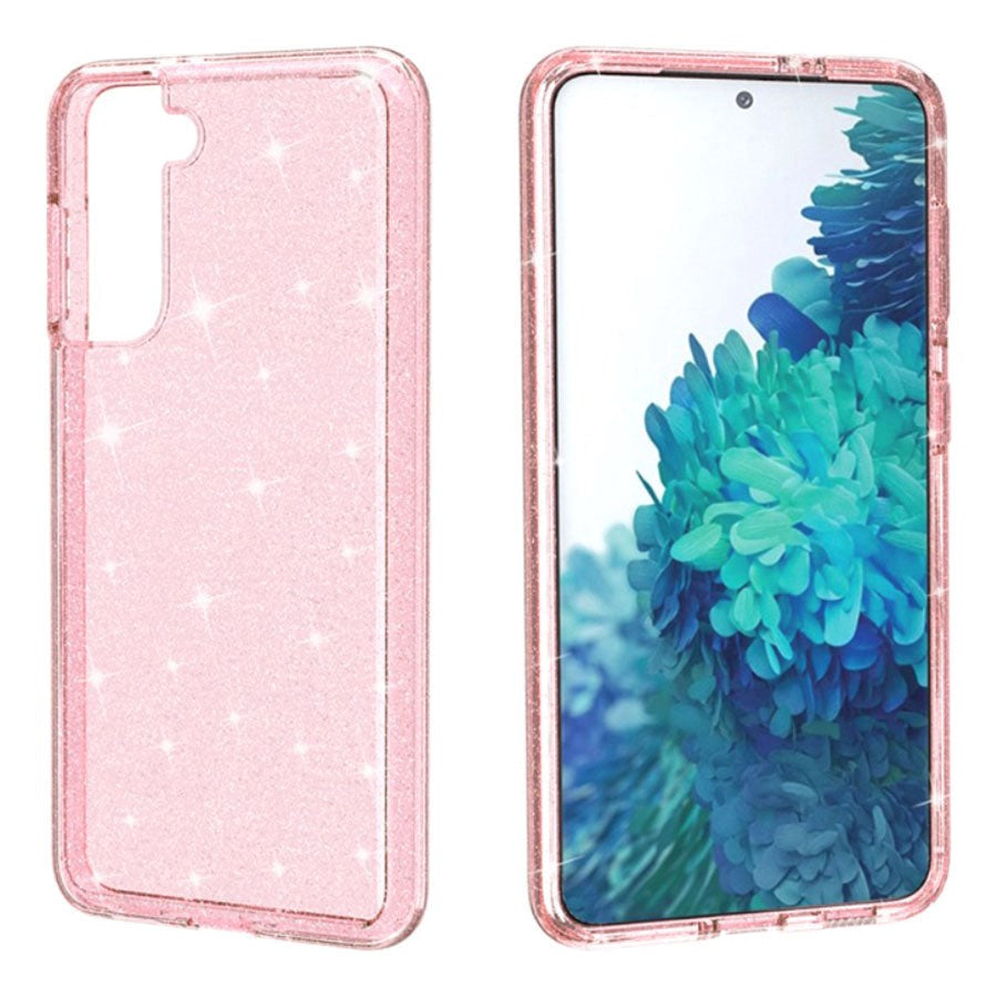 Samsung Galaxy S21 Hybrid Glitter Case Transparent - Pink