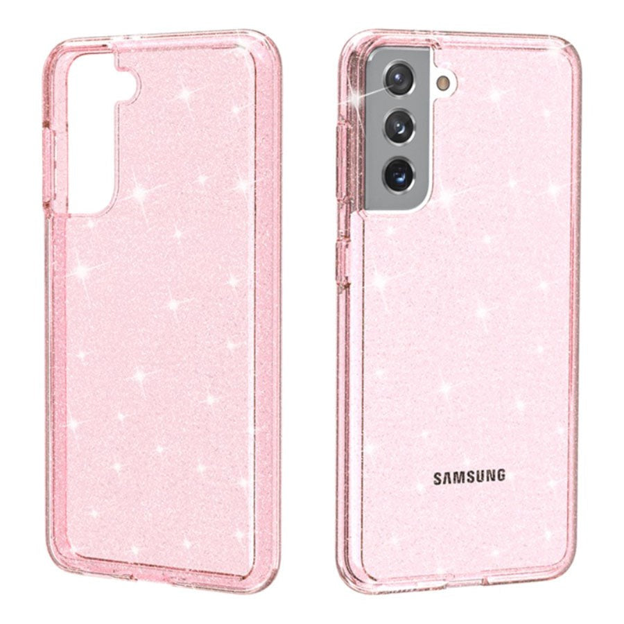 Samsung Galaxy S21 Hybrid Glitter Case Transparent - Pink