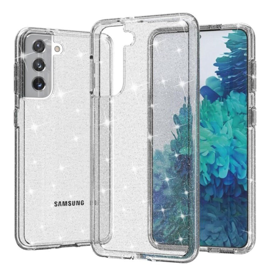 Samsung Galaxy S21 Hybrid Glitter Case Transparent - Grey