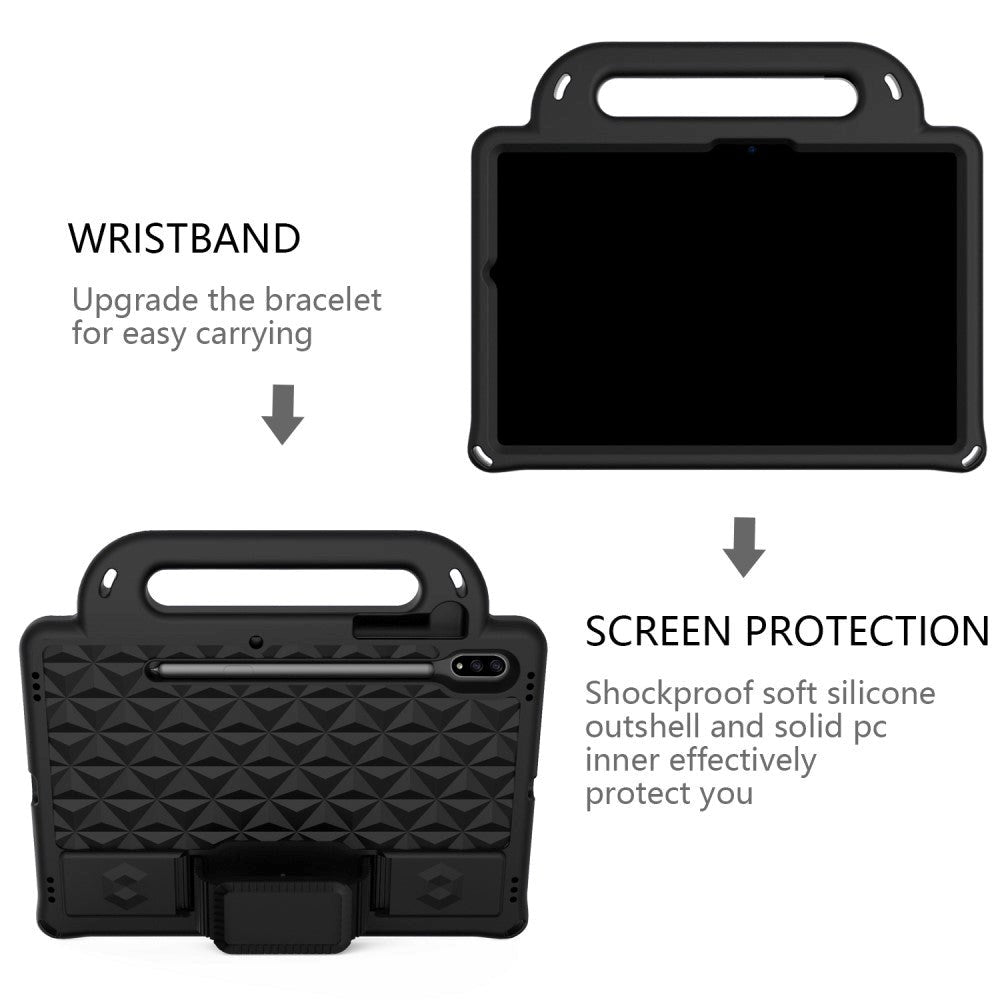 Samsung Galaxy Tab S7 Tough Case w. Pencil Holder, Strap & Shoulder Strap - Black