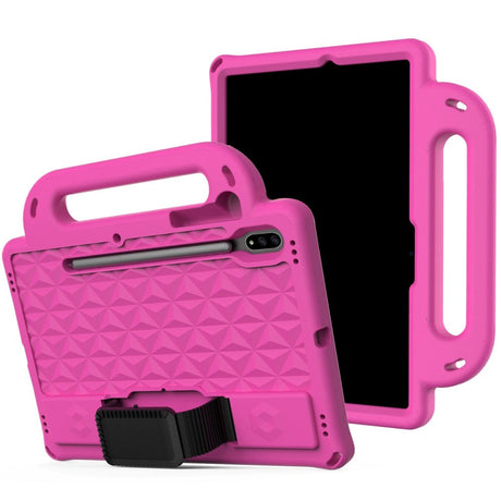 Samsung Galaxy Tab S7 Tough Case w. Pencil Holder, Strap & Shoulder Strap - Pink